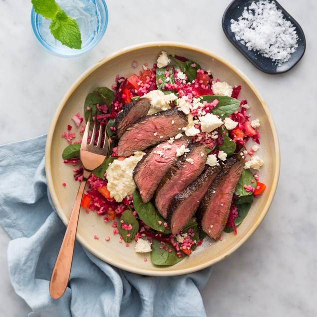 Middle Eastern Beef Steak with Bulgur Salad