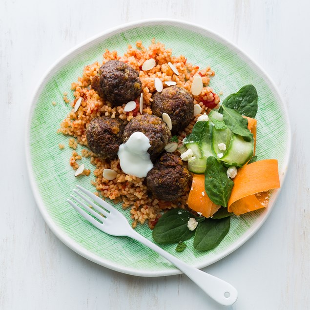 Greek Lamb Meatballs with Feta and Mint Salad