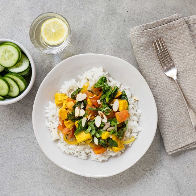Paneer and Coconut Curry with Kaffir Lime and Rice