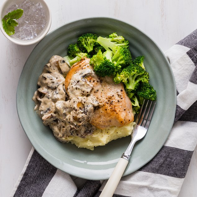 Chicken Steaks with Garlic Butter Mash & Mushroom Sauce