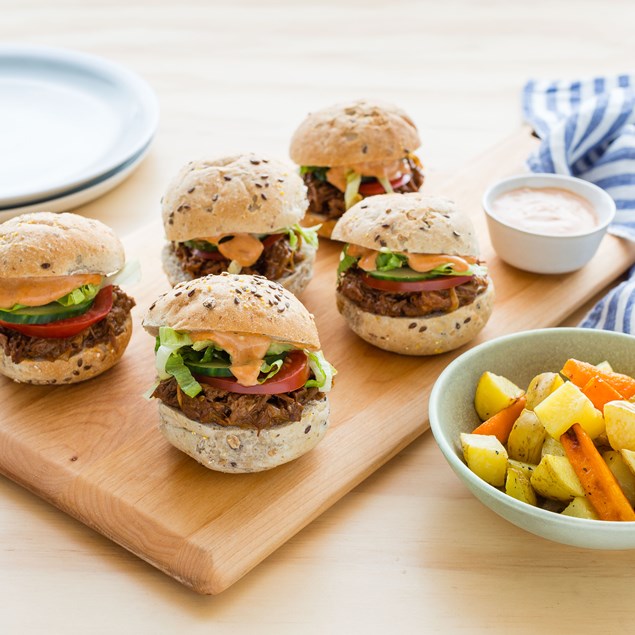 Jumbo Pulled Beef Sliders with Roasties