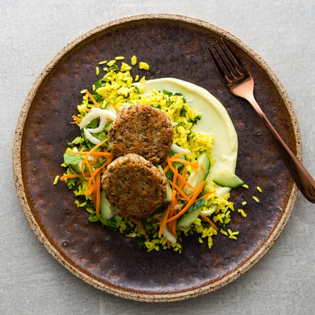 Thai Patties with Lemongrass Rice and Coconut Yoghurt