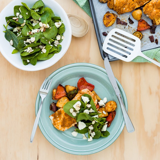 Italian-Baked Fish with Spinach and Feta Salad