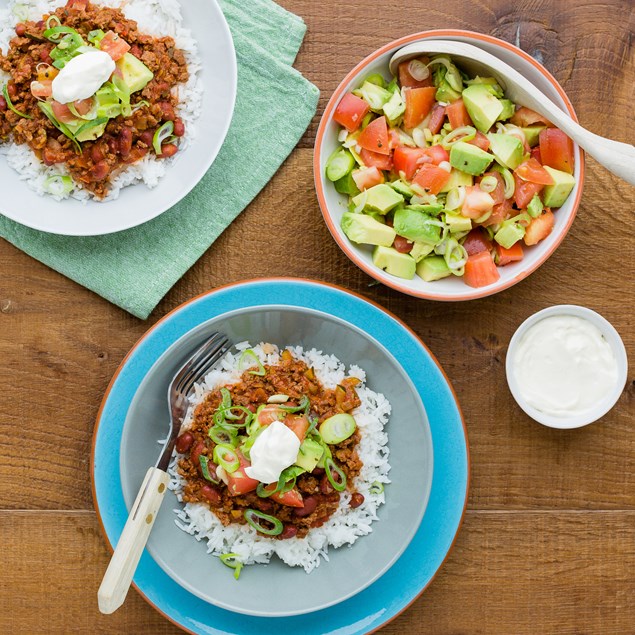 Chilli Con Carne with Rice and Tomato Salsa