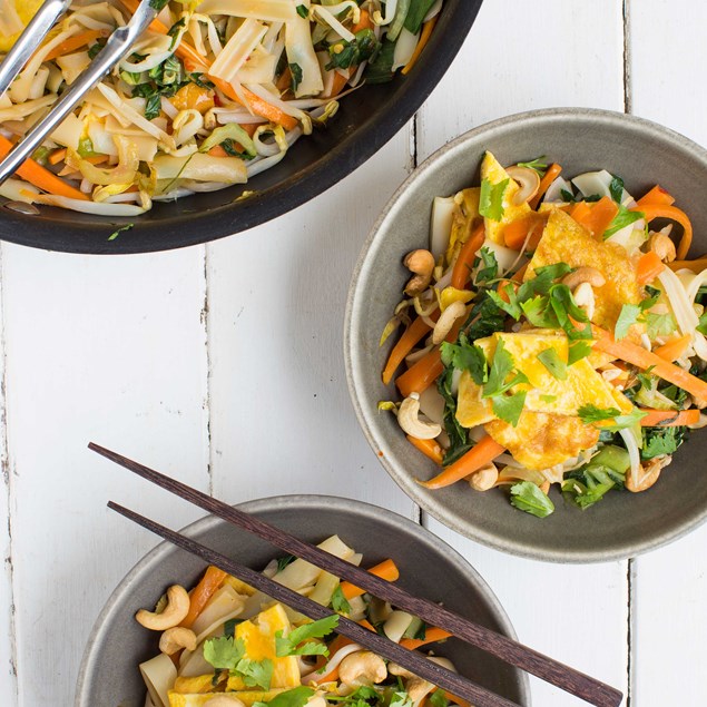 Pad Thai with Kaffir Lime Leaf and Cashews