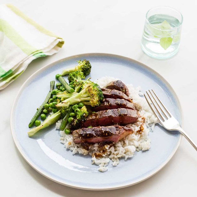 Teriyaki Beef with Broccoli Stir-Fry and Jasmine Rice