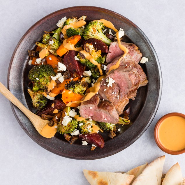 Lamb Rump Steaks with Harissa Veggies & Dates