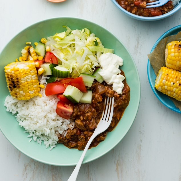 Mexican Beef Bowls with Charred Corn Wheels