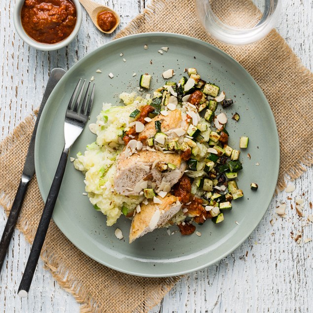 Crispy Skinned Chicken with Sundried Tomato Pesto