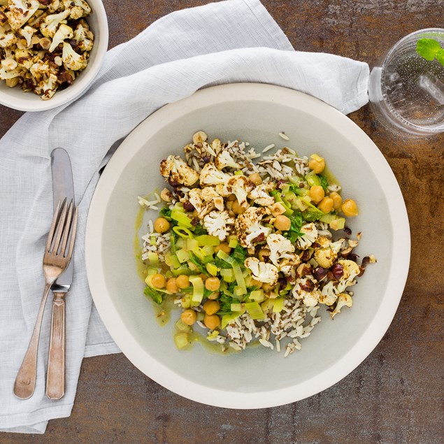 Himalayan Chickpea Curry with Cumin Rice and Hazelnut Roasted Cauliflower