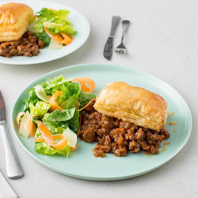 Open Beef Mince Pies with Baby Cos Salad
