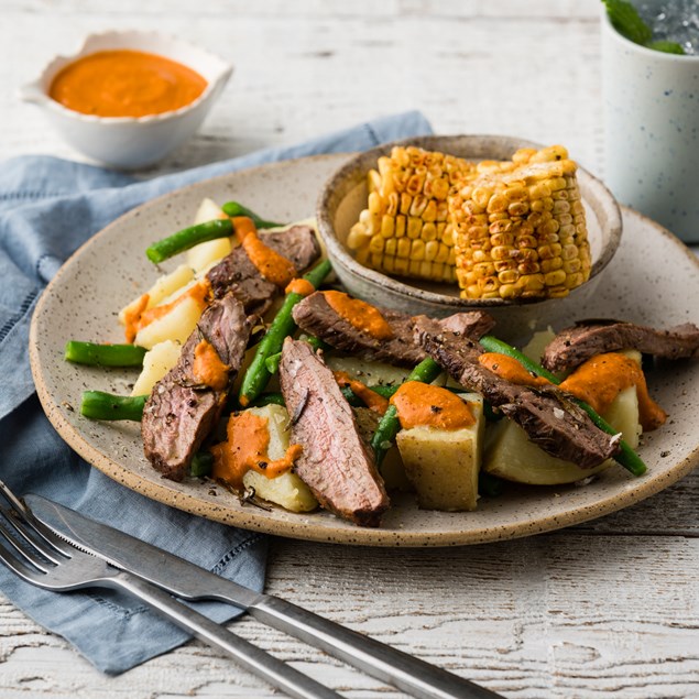 Spanish Lamb with Romesco & Potato Salad