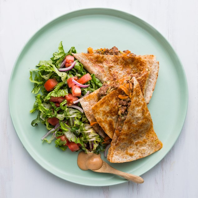 Beef Quesadillas with Sour Cream