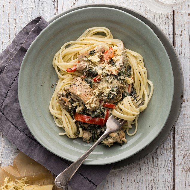 Creamy Chicken and Basil Pesto Pasta