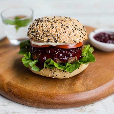 Juniper Spiced Venison Burger with Beetroot Relish