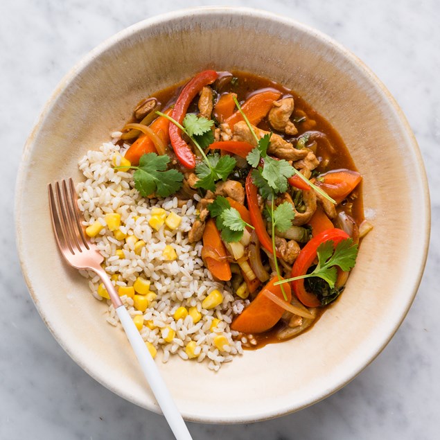 Huli Huli Pork with Rice and Peanuts