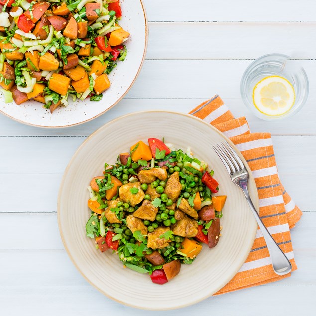 Chinese Five Spice Chicken with Peanut Roasted Orange Kumara