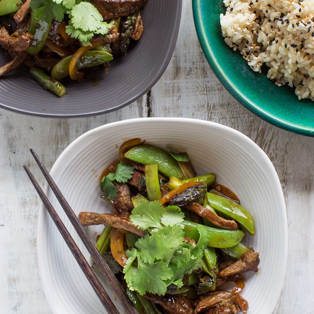 Beef and Vegetable Stir-Fry with Sesame Rice