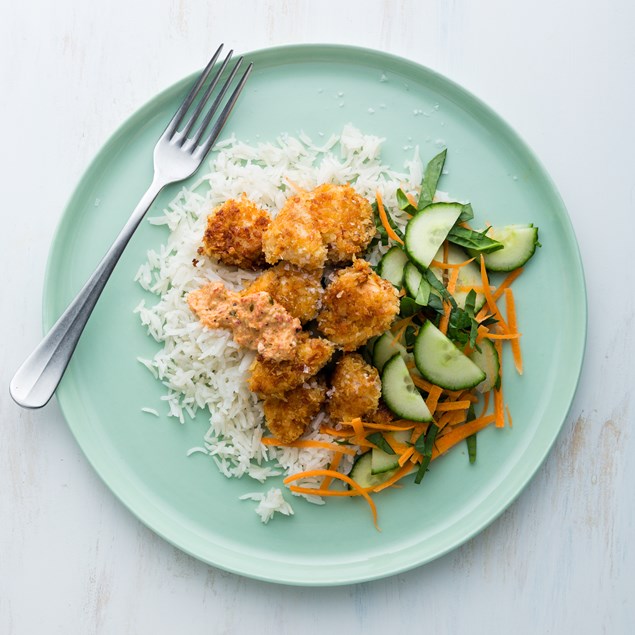 Chicken bites with Eggplant Dip
