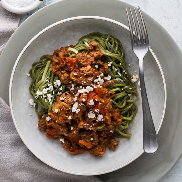 Beef Bolognese with Fresh Spinach Spaghetti