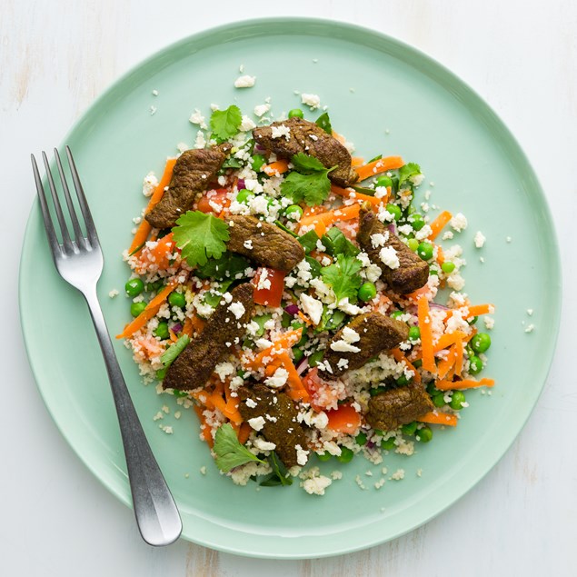 Moroccan Beef with Spinach Couscous