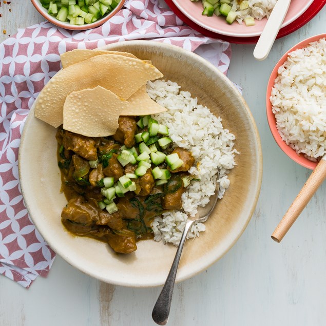 Indian Lamb Curry with Cauli Rice & Papadums