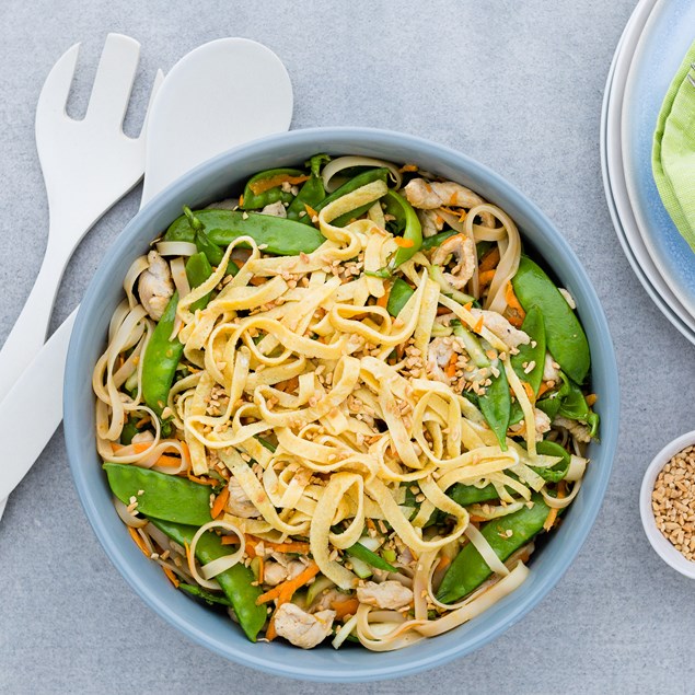 Chicken Pad Thai with Sesame Egg Omelette