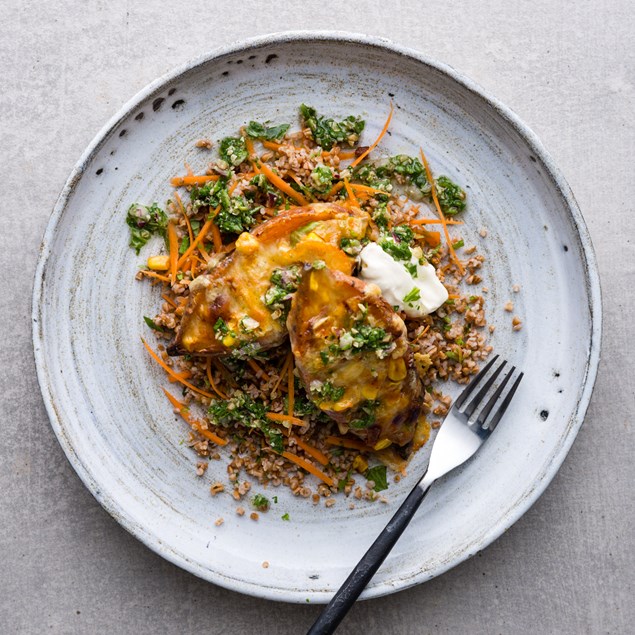 Stuffed Baby Kumara with Mint Pesto