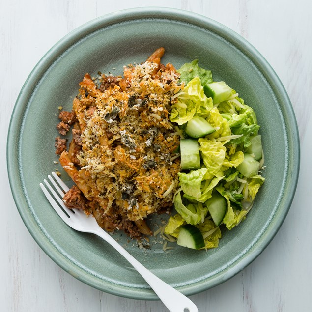 Lamb Pasta Bake with Caper Crumb