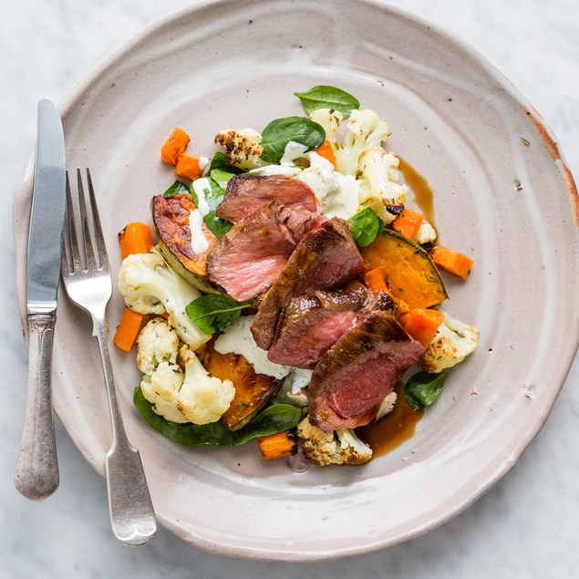 Beef Rump Steak with Winter Vegetables & Balsamic Jus