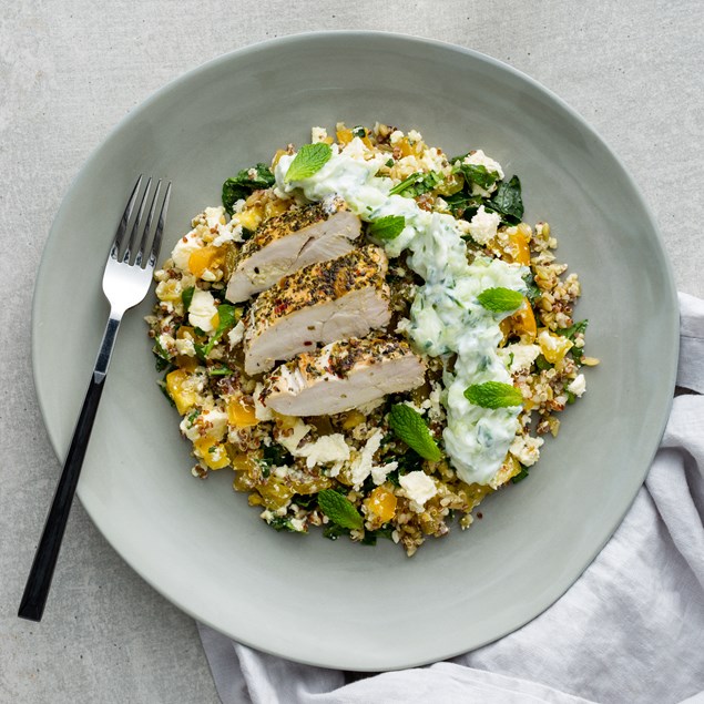 Oregano and Lemon Chicken with Super Grain Greek Tabbouleh