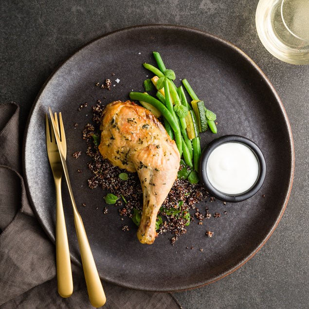 Confit Chicken Maryland with Oregano and Feta Cream