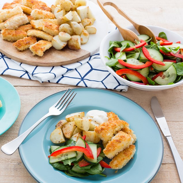 Fish Fingers with Lemon Mayo and Baby Roasties