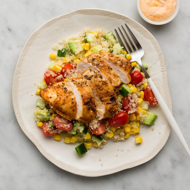 Portuguese Blackened Chicken with Quinoa & Sour Cream