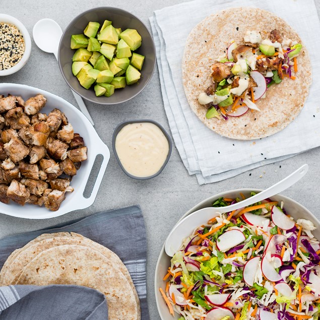 Honey and Soy Turkey Wraps with Japanese Slaw