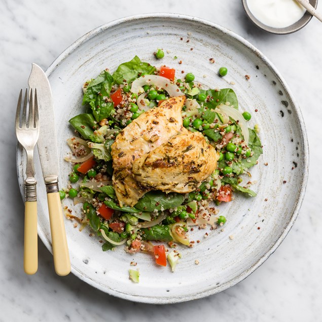 Tarragon & Mustard Fish with Quinoa & Lemon Yoghurt