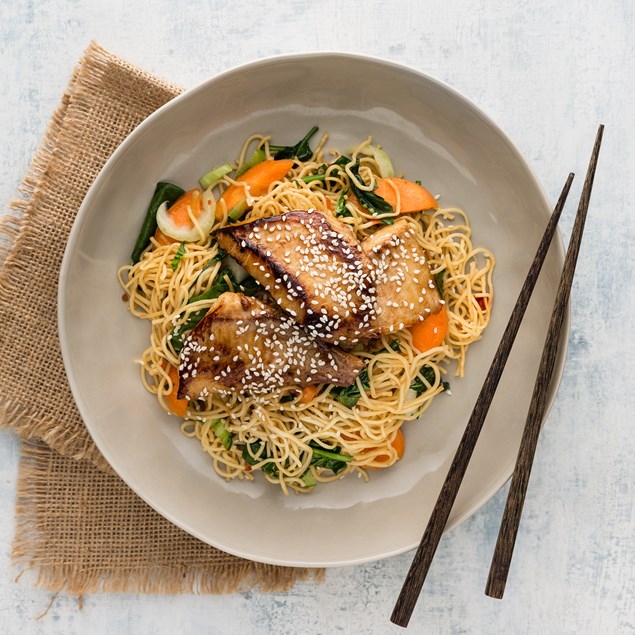 Indonesian Fried Fish with Sweet Chilli Noodles