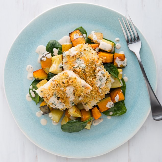 Orange-Crusted Fish with Orange-Basil Dressing
