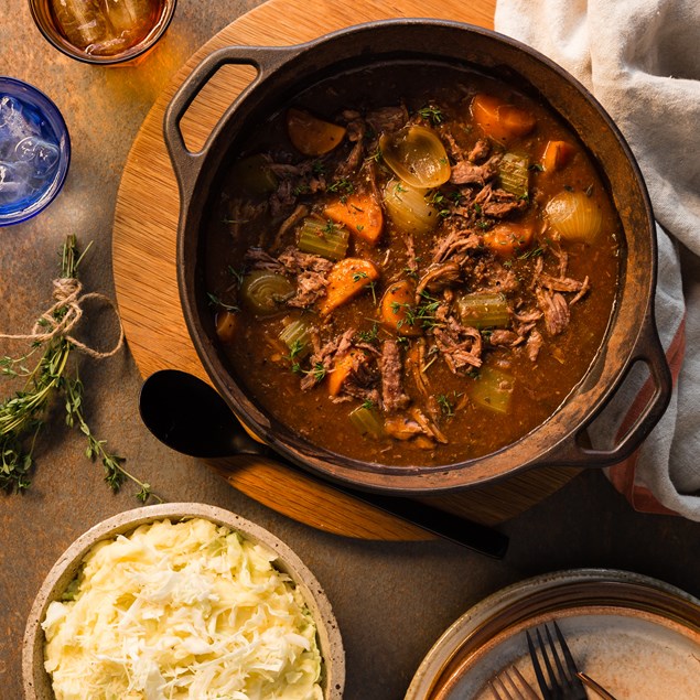 Slow Cooked Lamb Shoulder with Cheesy Colcannon