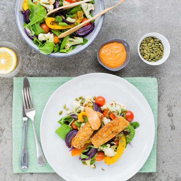 Pumpkin and Chickpea Croquettes with Red Pepper Aioli