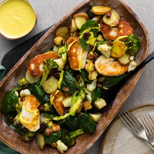 Haloumi, Moe Moe Potato and Cauliflower with Turmeric Dressing