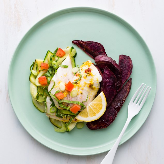 Vietnamese Steamed Fish with Purple Dawn Kumara