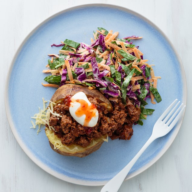 Beef Jacket Potatoes with Winter Slaw