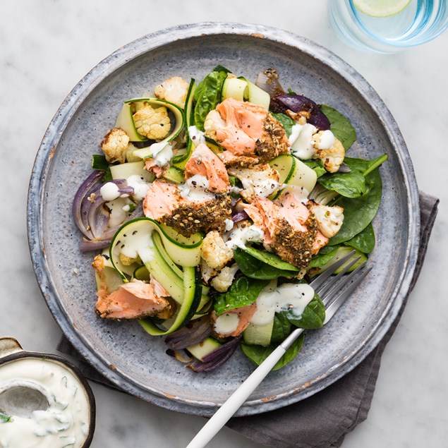 Za'atar Salmon with Roasted Cauliflower Salad & Herb Yoghurt