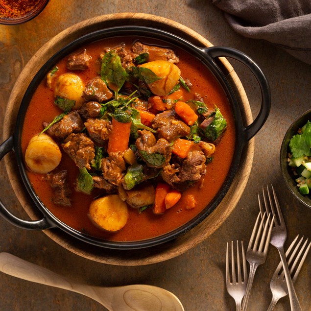 Beef Massaman Curry with Rice and Peanuts