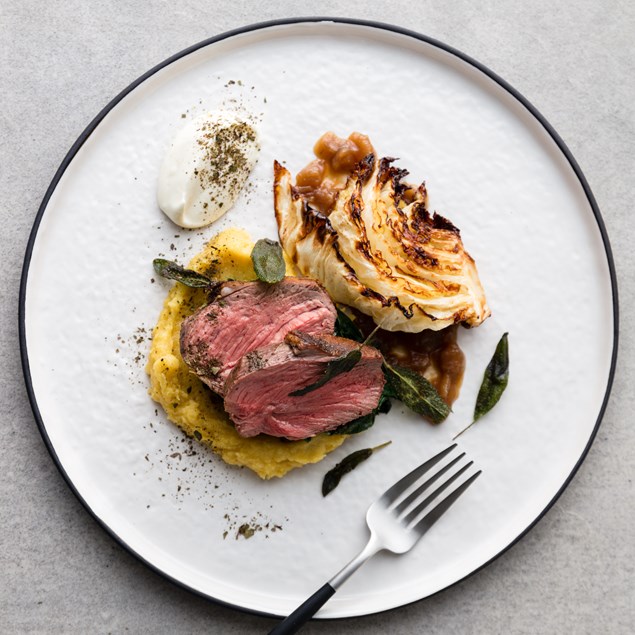 Te Mana Lamb with Sage Brown Butter Kumara, Feijoa and Horopito