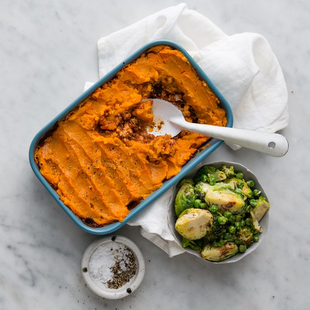 Beef and Pork Cottage Pie with Creamy Greens