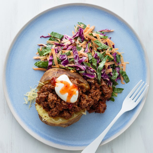 Beef Jacket Potatoes with Winter Slaw