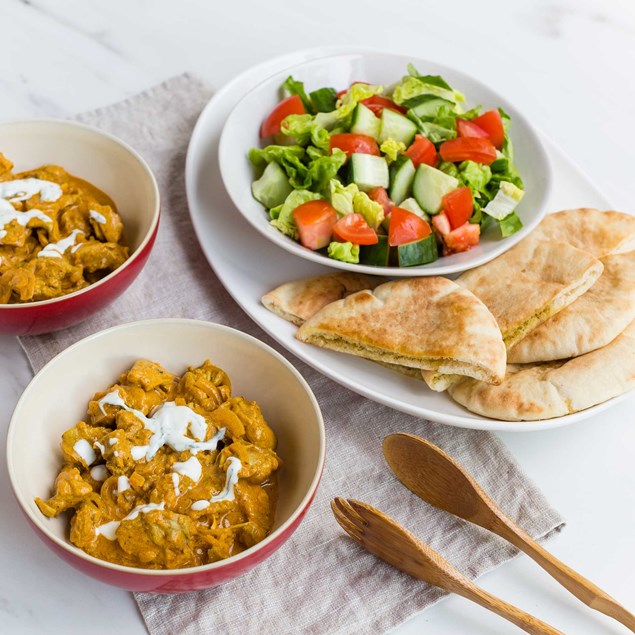 Chicken Tikka with Garlic Breads and Mint Yoghurt