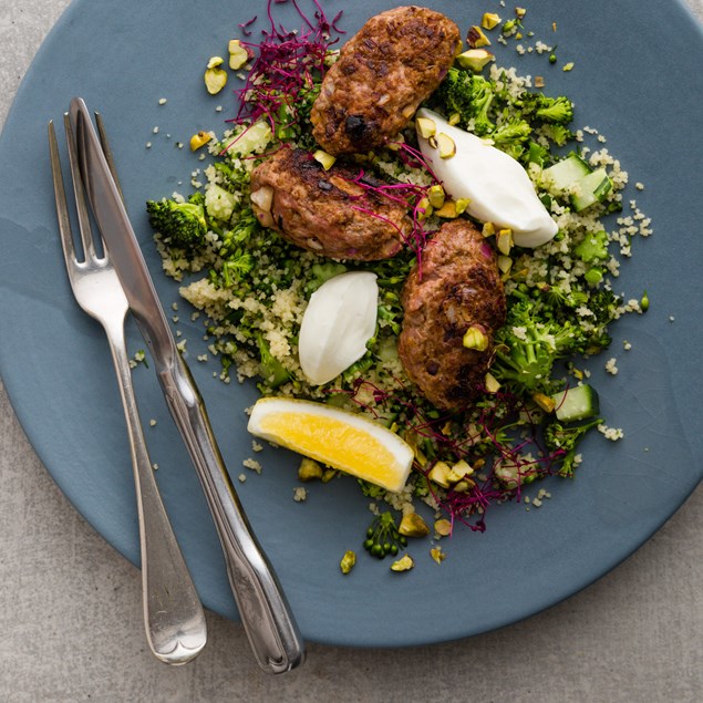 Lamb Kofta with Green Couscous and Pomegranate